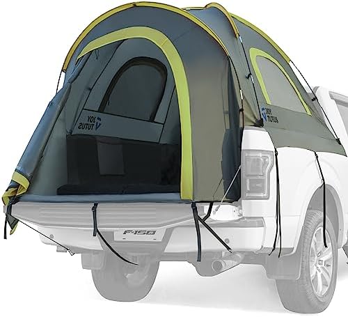 JOYTUTUS Pickup Truck Tent 2.0, Waterproof PU2000mm Double Layer for 2 Person, Portable Truck Bed Tent with Rainfly, 5.5'-5.8' Camping Preferred - Green
