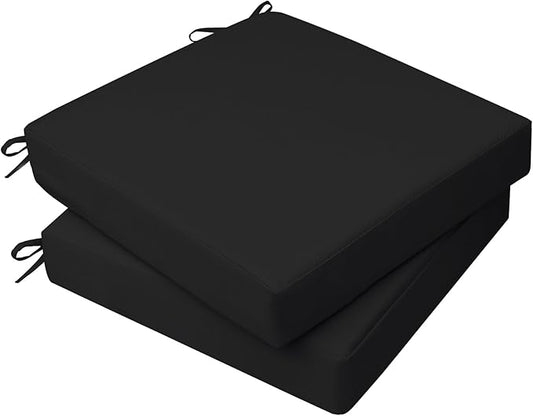 AAAAAcessories Outdoor Seat Cushions for Chairs, Waterproof, Fade-Resistant, 20" x 20" x 3", Patio Furniture Replacement Cushions, Set of 2, Charcoal Black