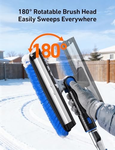 AstroAI 46" Extendable 3-in-1 Snow Brush & Ice Scrapers for Car Windshield