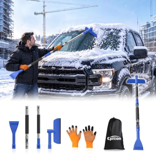 Upgraded 63" Extra Long Snow Brush with Ice Scraper for Car Truck SUV Van