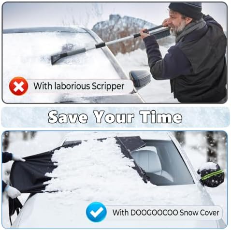 DOOGOOCOO 700D Oxford Fabric Car Windshield Cover for Ice and Snow, Large