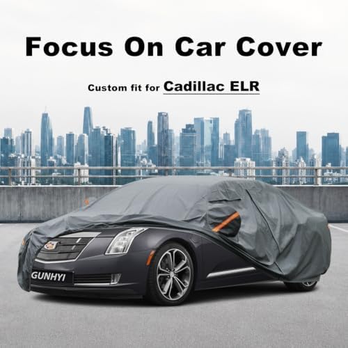 GUNHYI Premium Car Cover Custom Fit Cadillac ELR, 16 Layers Heavy Duty Car Cover Waterproof All Weather with Zipper Door for Sun Rain Snow Dust Uv Protection