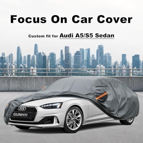 GUNHYI Premium Car Cover Custom Fit Audi A5/S5/RS5 Sedan, 16 Layers Heavy Duty Car Cover Waterproof All Weather with Zipper Door for Sun Rain Snow Dust Uv Protection