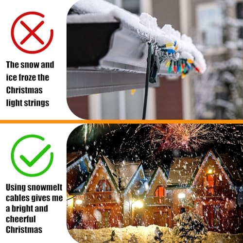 Retisee 200 ft Roof Snow Deicing Cable Kit 5 Watts Per Foot Deicing Heating Cable Plug in Heat Tape for Roof and Gutters with Mounting Buckle, 110V