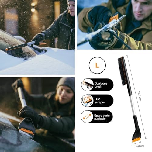 Fiskars Plus Car Snow Brush and Ice Scraper 2 Brush Zones