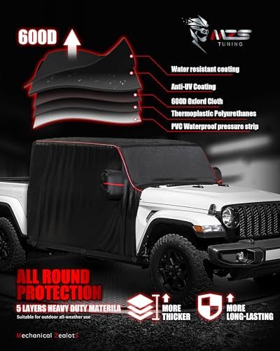 MZS 600D Waterproof Outdoor Cab Cover for Gladiator JT 4 Door 2020-2026