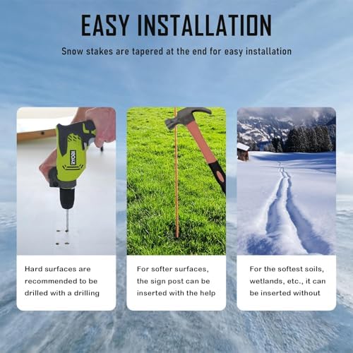 Autoparts 20Pack 48In Driveway Markers, 5/16-Inch Diameter Snow Stakes