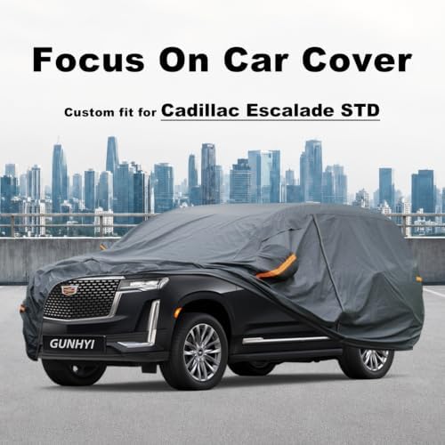 GUNHYI Premium Car Cover Custom Fit Cadillac Escalade STD, 16 Layers Heavy Duty Car Cover Waterproof All Weather with Zipper Door for Sun Rain Snow Dust Uv Protection