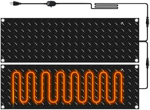Riakrum 2 Pcs Heated Snow Melting Mats Outdoor, 20 x 60 in Winter Anti-Slip Heated Rubber Mat for Walkways Decks and Sidewalks, Electric Snow and Ice Melting Pads Connection with 9.84 ft Power Cord