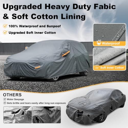 GUNHYI Premium Car Cover Custom Fit Toyota Prius(2023-2026), 16 Layers Heavy Duty Car Cover Waterproof All Weather with Zipper Door for Sun Rain Snow Dust Uv Protection