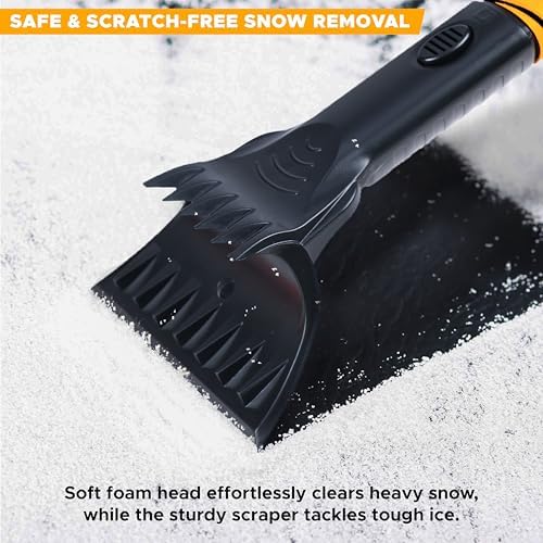 EcoNour 62" Extendable Snow Broom with Ice Scraper Dual-Function Head