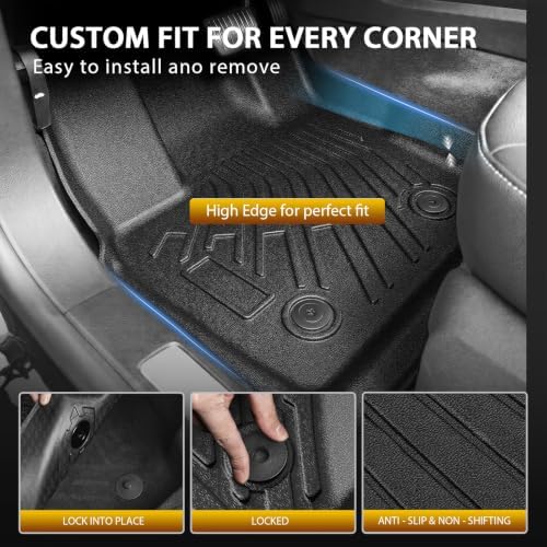 Powerty Floor Mats Cargo Liner for Ford Fusion/Lincoln MKZ Gas Model(Not for Hybrid) 2017-2020 All Weather 3D TPE Anti-Slip Car Protection, 1st & 2nd Row Set with Rear Cargo Mat Accessories