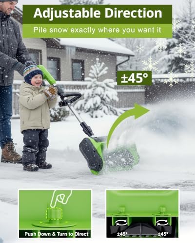 DEGGE Electric Cordless Snow Shovel, 2X 3.0Ah/ 21V/ 12-Inch Battery