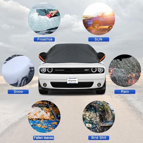 Kayme Half Car Cover Waterproof All Weather for Hatchback (UP to 133'')