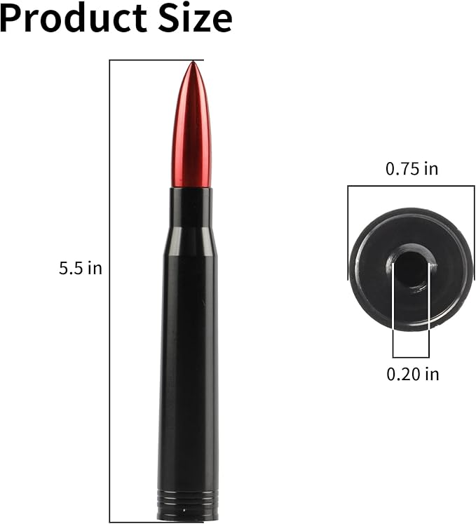 BJSIA Universal Car Antenna Compatible with Ford, Dodge, Chevrolet, GMC, Jeep, Toyota Truck Antenna - Made of Rugged Billet and Aluminum, Red, Car Accessories