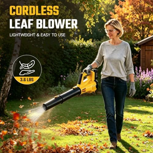 Leaf Blower Cordless - 680CFM Electric Leaf Blower with 2 * 4.0Ah Batteries and Charger, 2 Speed 21V Powerful Blowers for Garden Lawn Care Patio Blowing Leaves Dust Snow Gift for Men