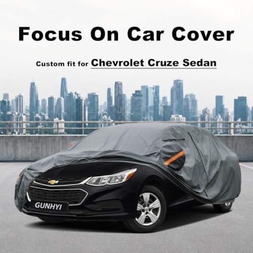 GUNHYI Premium Car Cover Custom Fit Chevrolet Cruze Sedan, 16 Layers Heavy Duty Car Cover Waterproof All Weather with Zipper Door for Sun Rain Snow Dust Uv Protection