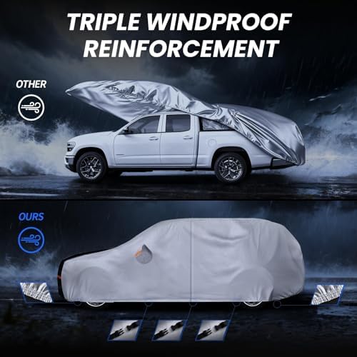 Multi-Layer Car Cover Custom Fit for Toyota Prius(2011-2026), 100% Waterproof All Weather for Automobiles, Gift with Towel, Heavy Duty Car Covers for Rain Sun UV Protection with Door Zipper