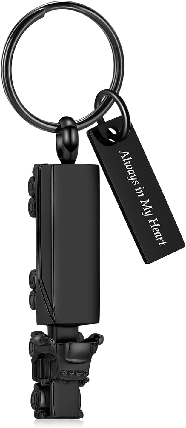 Imrsanl Truck/Excavator Urn Keychain for Ashes for Men Cremation Jewelry Urn Key Chain for Ashes Pendant Key Ring for Human