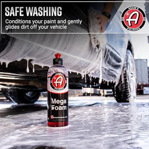 Adam’s Mega Foam (16oz) - pH Neutral Car Soap For Car Washing, Concentated For Wash Bucket, Foam Gun, Won't Strip Car Wax or Ceramic Coatings (Pack of 2)