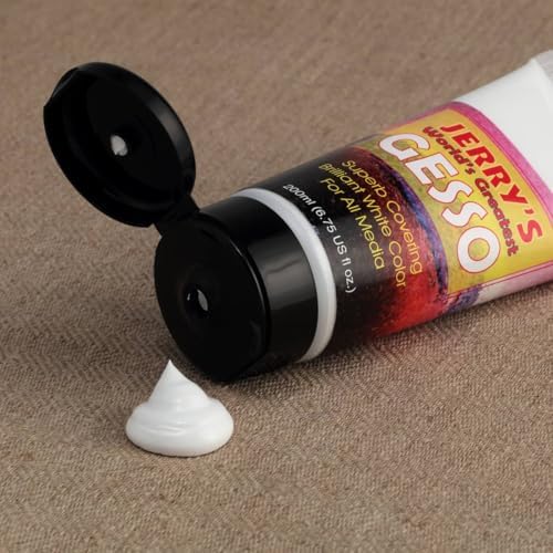 Jerry's World's Greatest Acrylic Ultra Bright White Gesso Primer - Non-Yellowing - Highly Pigmented Gesso Primer ideal for Students, Professionals, Artists - 200ml Tester Tube