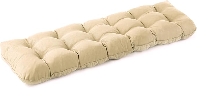 IPYNBAP Outdoor Bench Cushion, 48x18x5 Inch, Waterproof Bench Cushion for Outdoor/Indoor Furniture, Tufted Patio Bench Seat Cushion, Fade Resistant Outdoor Cushions for Porch Swing Couch, Beige