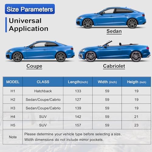 Kayme Half Car Cover Waterproof All Weather for Sedan (128"-139")