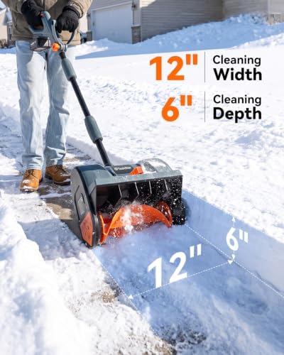 20V Cordless Snow Shovel, Electric Snow Blower with 2×4.0Ah Batteries