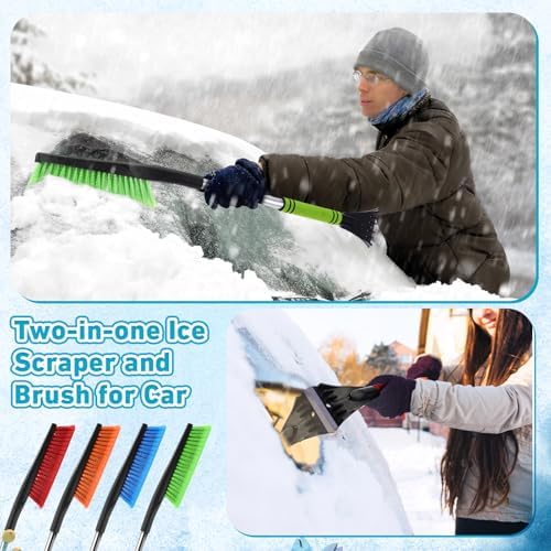 Uiifan 8 Pcs Snow Brush Ice Scraper 33" for Car Windshield,4 Colors