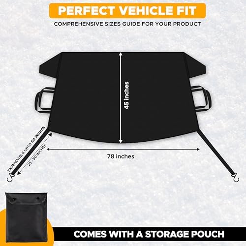 EcoNour Windshield Cover for Ice and Snow,600D Oxford Windshield Snow Cover