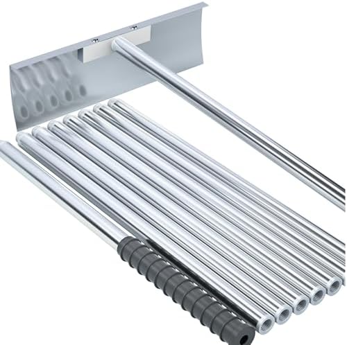 Stainless Steel Roof Rake: 2-16.5 FT Extendable, All-Stainless Construction (Head & Pole), Heavy-Duty & Durable,, Anti-Slip Grip