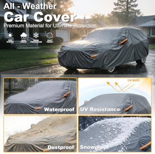 GUNHYI Premium Car Cover Custom Fit GMC Acadia, 16 Layers Heavy Duty Car Cover Waterproof All Weather with Zipper Door for Sun Rain Snow Dust Uv Protection