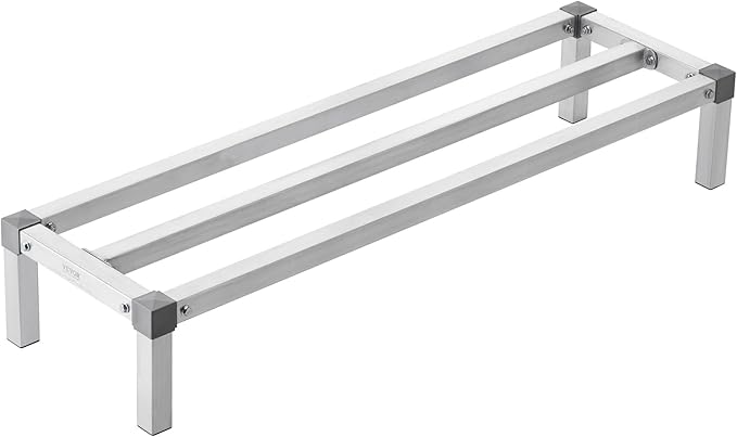 VEVOR Aluminum Dunnage Rack, 48” x 14” Commercial Food Floor Rack, 8” Off the Floor, 1000 lbs Capacity All-Welded Aluminum Storage, for Storage in Restaurants, Kitchens, Garages and Vehicles