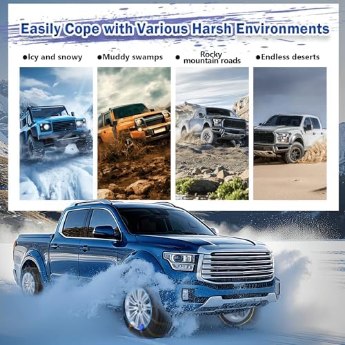 AutoFixing Snow Chains Tire Chains For Cars Suv Pickup Trucks, 3.7mm Twisted Alloy Steel, Fast 1-Min Install, Contains Titanium for Wear Resistance, Set of 2(HLN120)