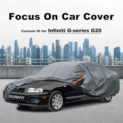GUNHYI Premium Car Cover Custom Fit Infiniti G-Series G20(1991-2002), 16 Layers Heavy Duty Car Cover Waterproof All Weather with Zipper Door for Sun Rain Snow Dust Uv Protection
