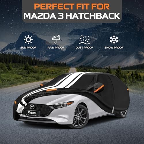 Kayme Heavy Duty Car Cover Custom Fit for Mazda 3 Hatchback (2003-2026)