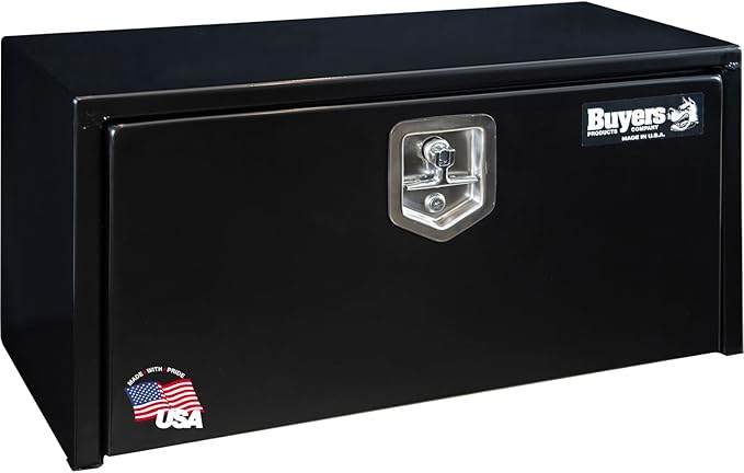 Buyers Products 1703326 Black Steel Underbody Truck Tool Box – 15 x 13 x 36 Inch - Truck Bed & Underbelly RV Storage Box, Locking T-Latch, Weather-Resistant, Heavy-Duty Flatbed Job Box, Made in USA