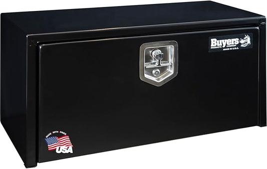 Buyers Products 1703326 Black Steel Underbody Truck Tool Box – 15 x 13 x 36 Inch - Truck Bed & Underbelly RV Storage Box, Locking T-Latch, Weather-Resistant, Heavy-Duty Flatbed Job Box, Made in USA