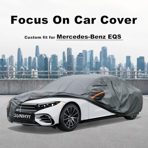 GUNHYI Premium Car Cover Custom Fit Mercedes-Benz EQS, 16 Layers Heavy Duty Car Cover Waterproof All Weather with Zipper Door for Sun Rain Snow Dust Uv Protection