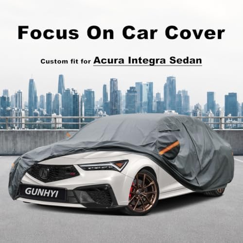 GUNHYI Premium Car Cover Custom Fit Acura Integra Sedan(1986-2001), 16 Layers Heavy Duty Car Cover Waterproof All Weather with Zipper Door for Sun Rain Snow Dust Uv Protection