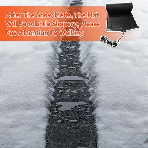 JOJOCY 10FT*14IN Snow Melting Mats, Outdoor Heated Mats Anti-Slip Winter Rubber Ice Melting Mat Electric Snow Removal for Stairs, Walkways, Backyards, Roof, Drainpipe