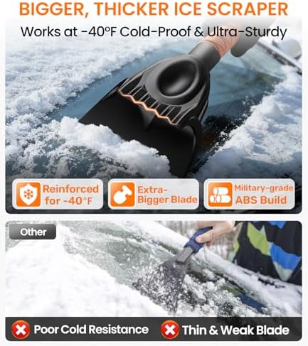 Zanch 3-in-1 27" Snow Brush and Ice Scraper for Car Windshield [Wider Snow Brush, One-Wipe Clean] Snow Brush for Car with Ergonomic Foam Grip for All Cars,Truck,SUV, Winter Accessories