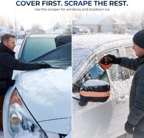 DMJN [2026 Upgraded Car Windshield Cover for Ice and Snow, Windshield Snow Cover for Winter Snow & Frost, 700D Heavy-Duty, Suitable for Trucks-Medium-Oranger