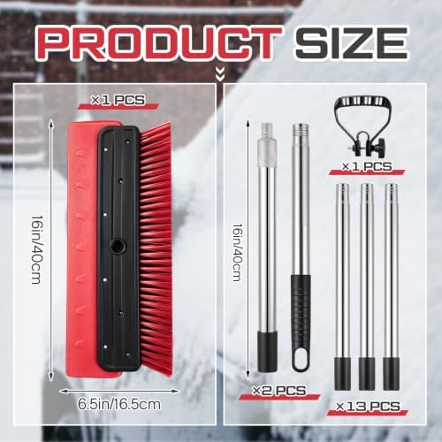 Chumia 16 Inch Roof Rakes for Snow 2.7-20 ft Telescoping Pole