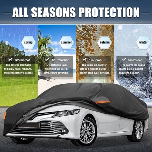 X AUTOHAUX Waterproof Full Car Cover for Toyota Camry 2007-2022 210D-PU