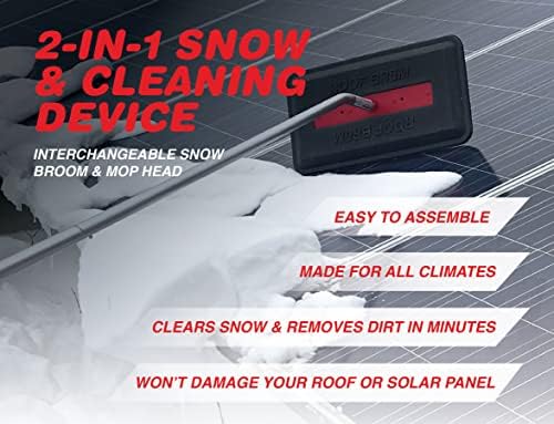 SNOBRUM Foam Snow Rake Plush Wash Kit, 22 Foot Reach – No Scratch Snow Removal and Cleaning Set, 6 Piece Handle with 60 Degree Roof Reach – Clear Snow from Your Tall Vehicle and Solar Panels