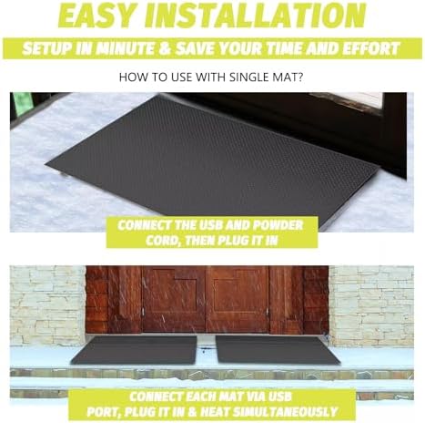Heated Snow Melting Mats for Doorways- Outdoor Heated Mats- Non-Slip Electric Heated Foot Mats for Winter Snow Removal- Heated Snow Melting Mat for Stairs garages Driveway (30in x 48in)