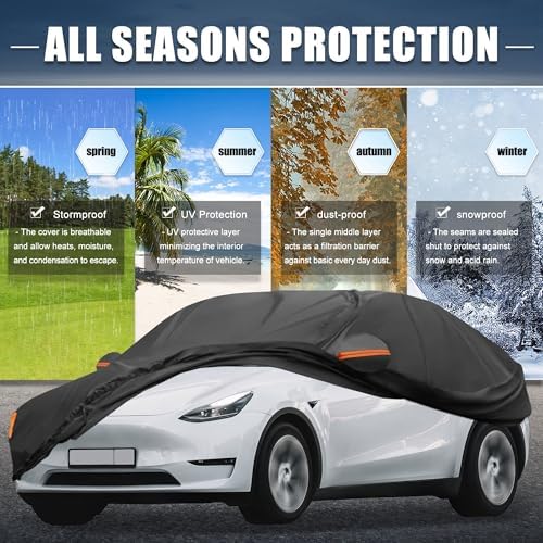 X AUTOHAUX Waterproof Full Car Cover for Tesla Model Y 2020-2025 210D-PU