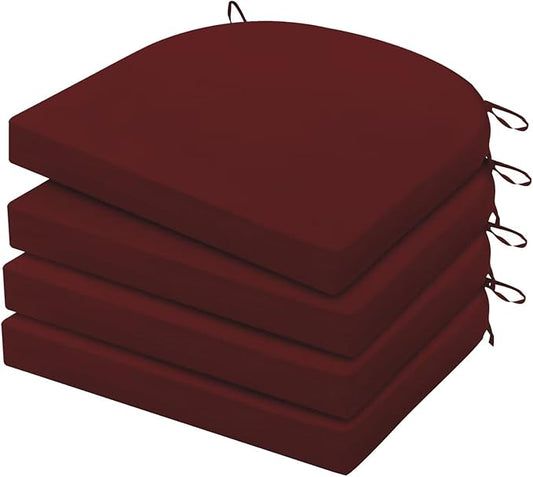 HARBOREST Outdoor Chair Cushions Set of 4, Water Resistant Patio Chair Cushions with Ties, Outdoor Seat Cushions for Patio Furniture, 17"x16"x2", Burgundy