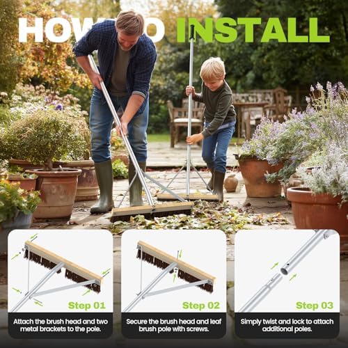 Huracan Leaf Roof Brush and Snow Roof Rake, Cleaning Tool with Gloves, 5-21ft Adjustable Roofs Removal Tool, Anti-Slip Handle Cleaning Brush Extension Aluminum Poles, for Solar Panels Cars Shingles